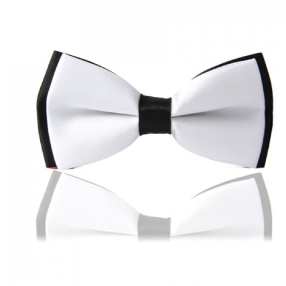White and black bow tie