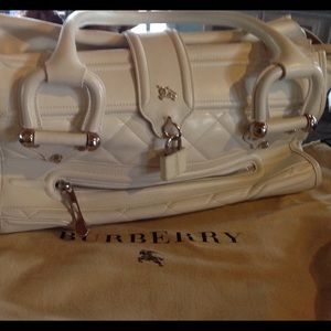 White leather Burberry purse