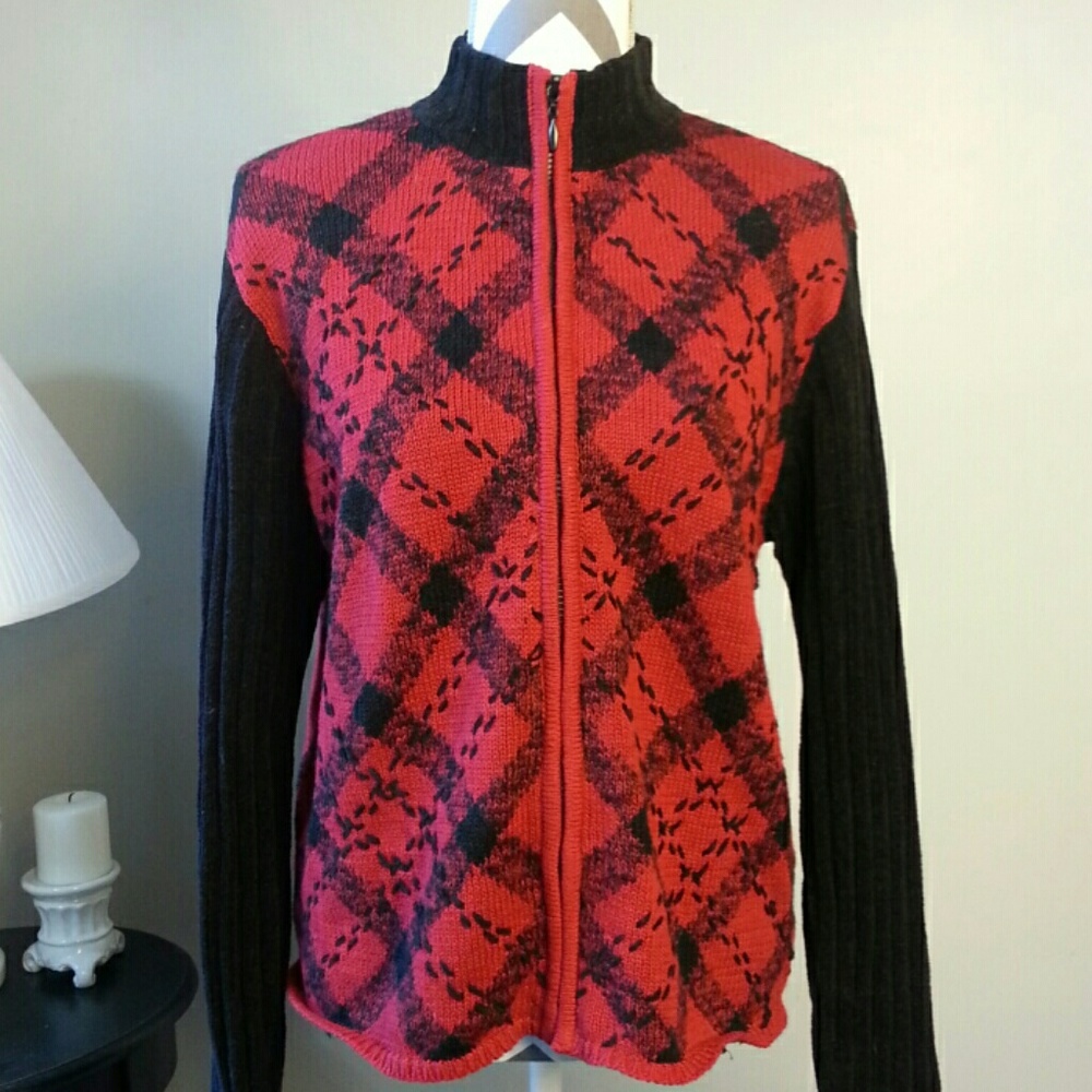 Coldwater Creek plaid sweater jacket