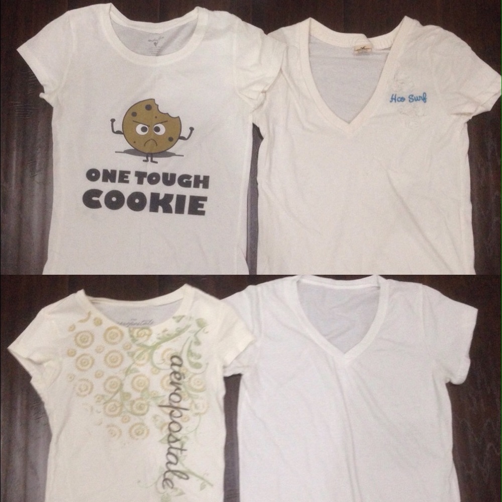 Mixed tees bundle of 4 white & beige size small