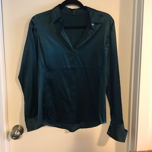 Dark Green Ann Taylor Silk Blouse