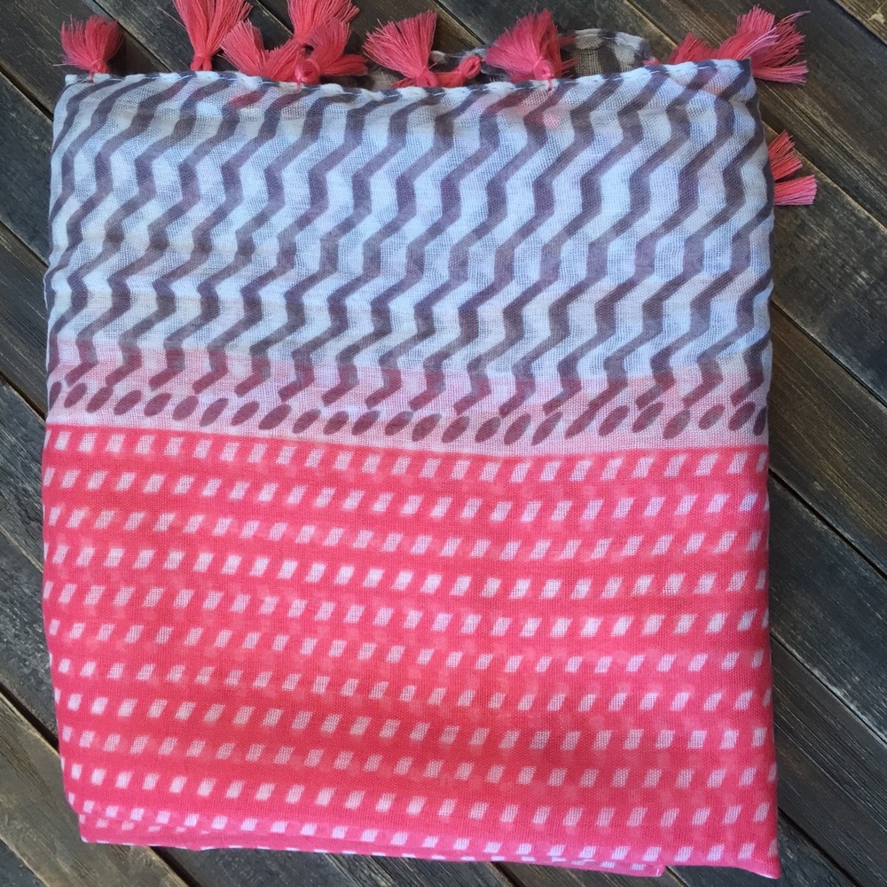Pink/Coral Tassel Shawl/Scarf