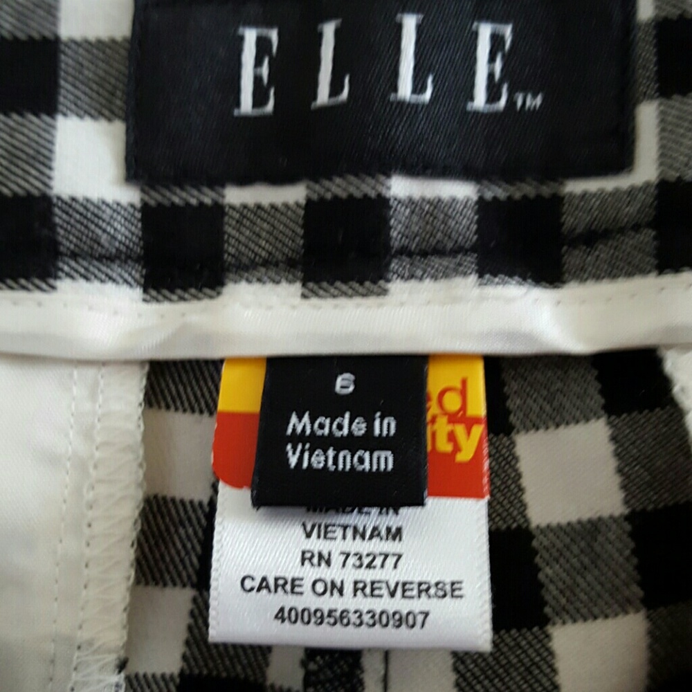 *SOLD* Elle black & white checked trousers pants - Picture 3 of 4