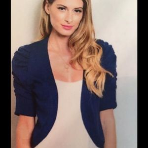 Navy Short Sleeve Open Front Bolero Cardigan