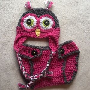 Infant crocheted hat and diaper cover