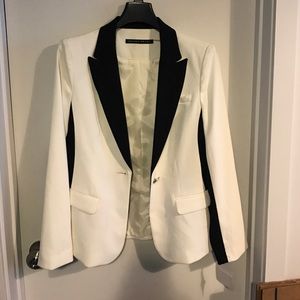 White and black blazer