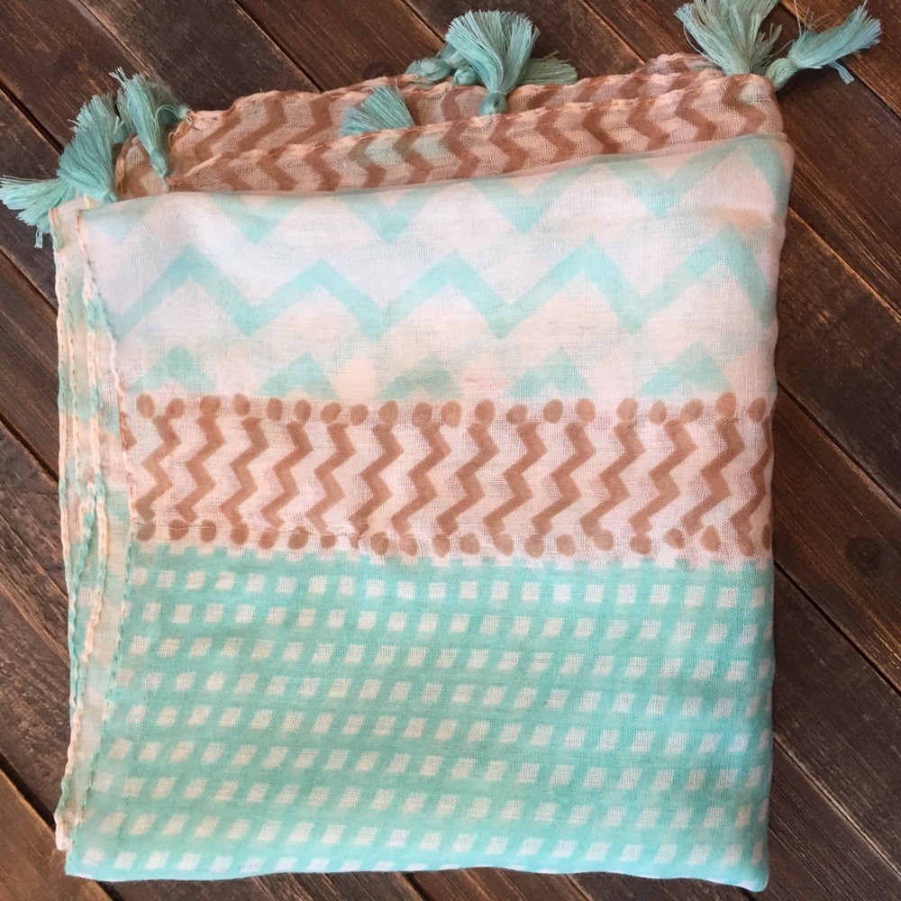 Mint Tassel Shawl/Scarf