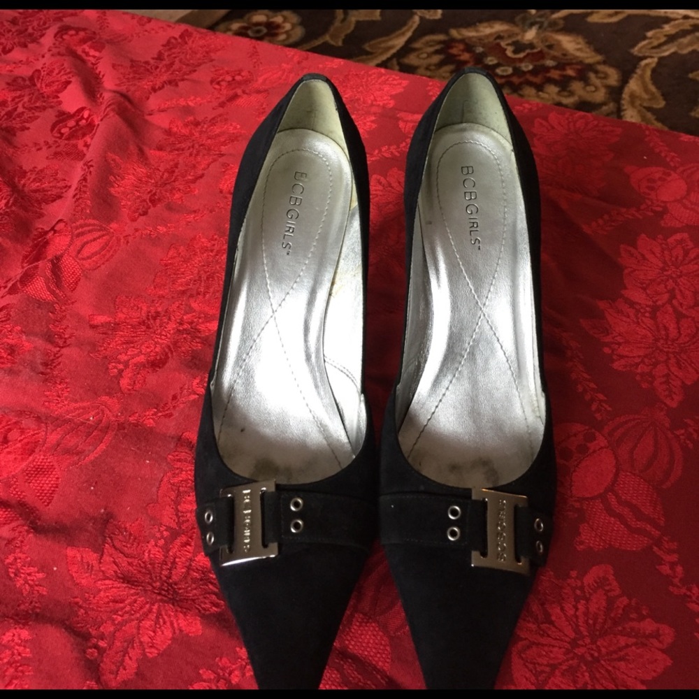 Black suede pumps