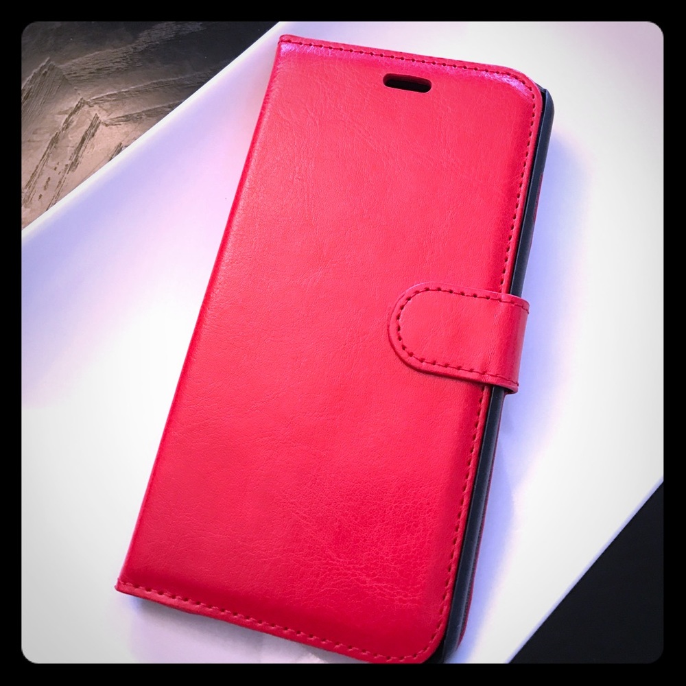 Red iPhone 6 Plus Wallet Case with Magnetic Clasp