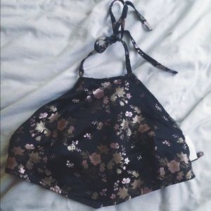 Brandy Melville Black Floral Top
