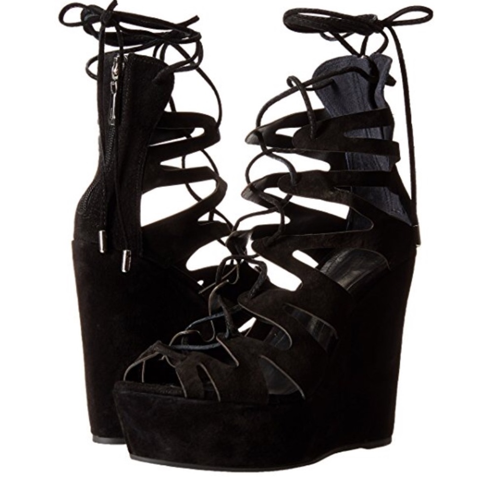 Schutz Mary Jane Lace Up Wedges
