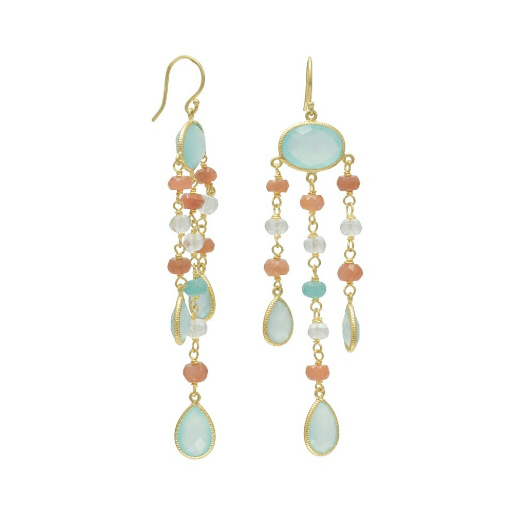 14 Karat Gold Plated Multistone Drop Earrings