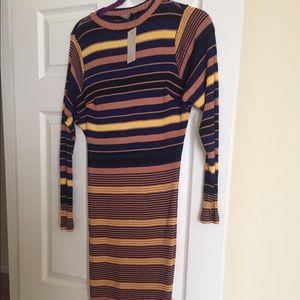 Striped knit midi dress