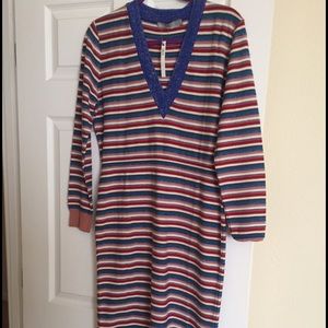 Striped knit midi dress