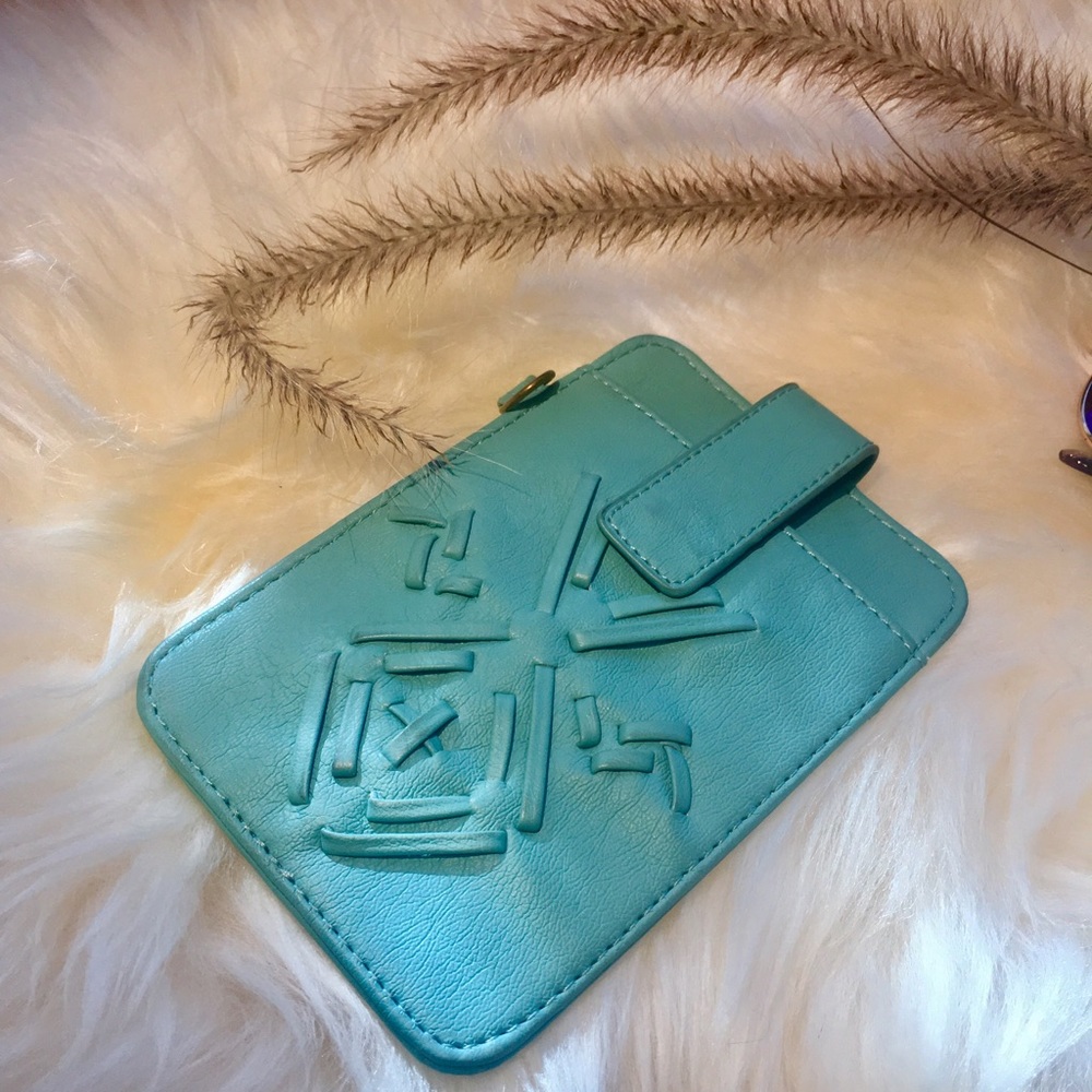 Cute turquoise compact wallet or luggage tag