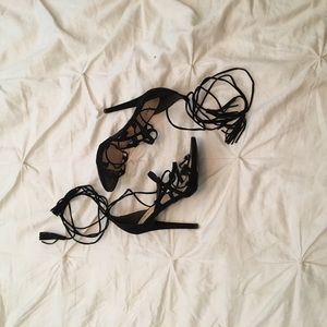 Black lace up heels