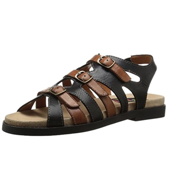 Everybody $180* Womens Black Tan Fisherman Sandals - Picture 1 of 3
