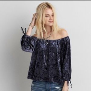 NEW American eagle off the shoulder velvet top