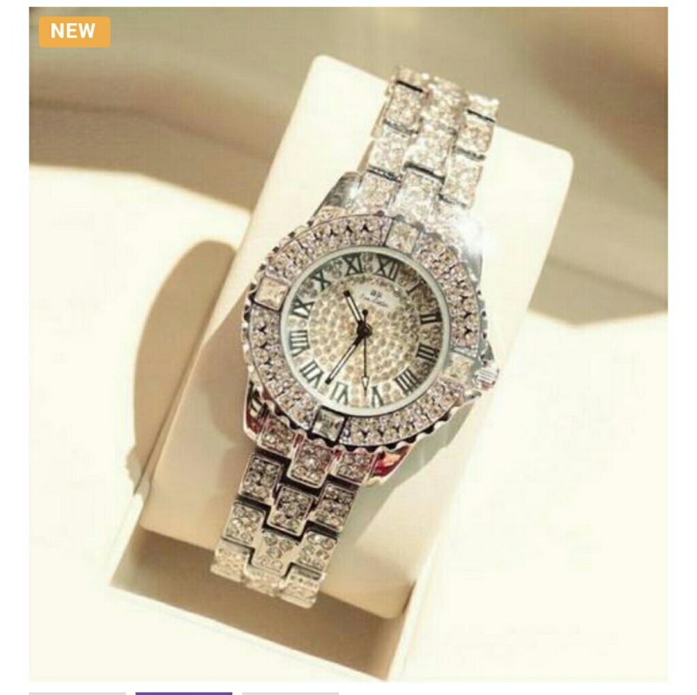 GORGEOUS Stainless Steel and Crystal Watch NWOT