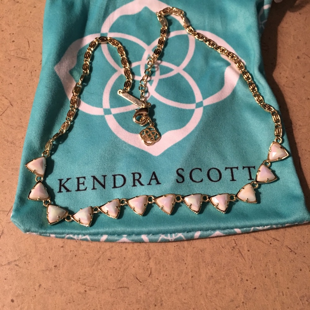 Kendra Scott gold with White iridescent necklace
