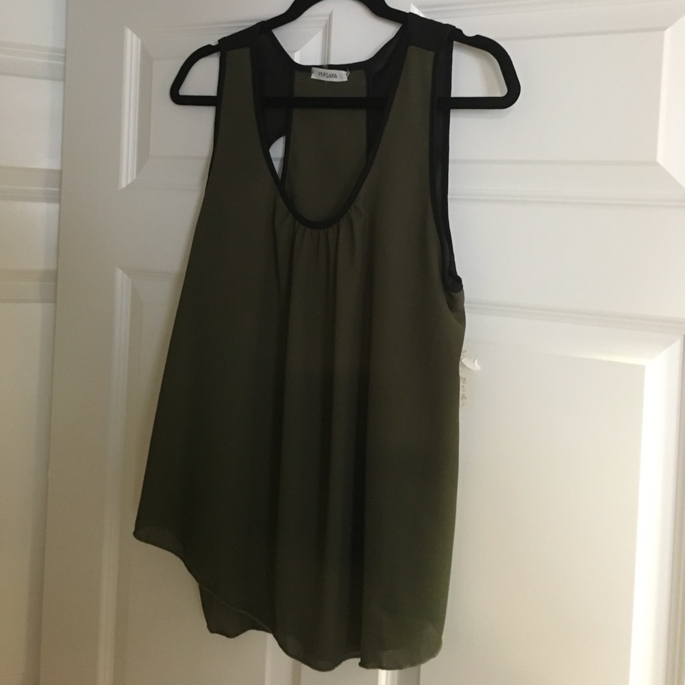 Army green blouse tank