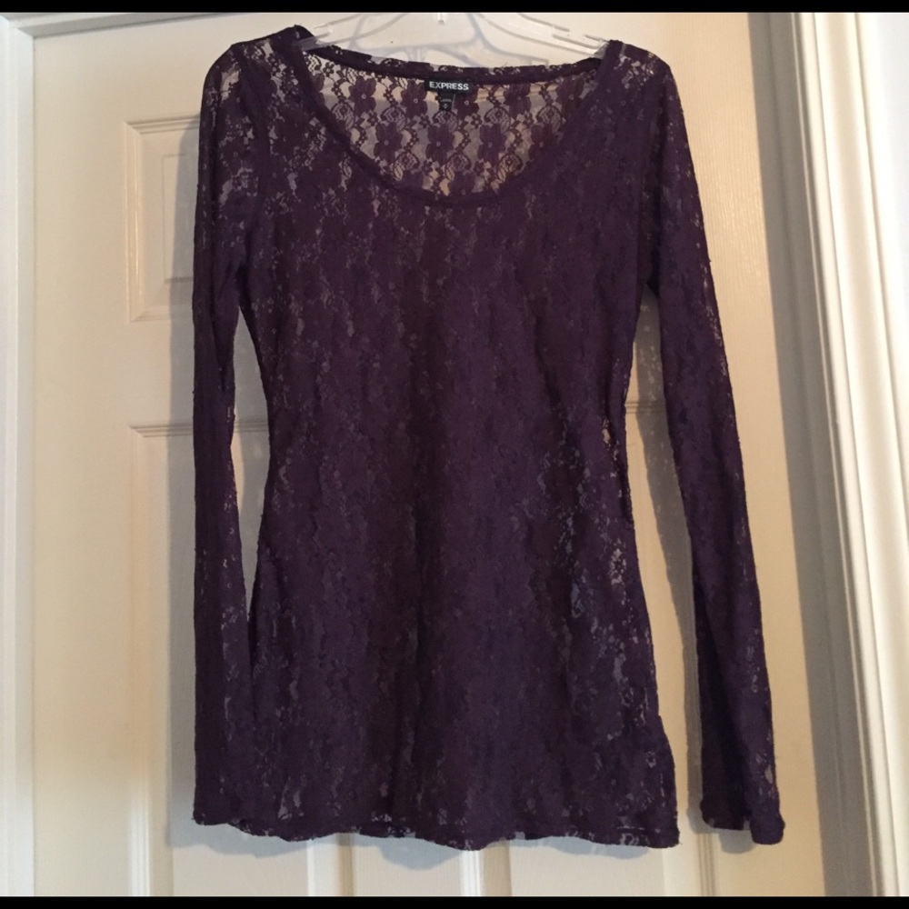 Long sleeved purple lace shirt
