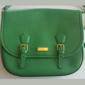 Ralph Lauren Green and Gold Tate Messenger Bag