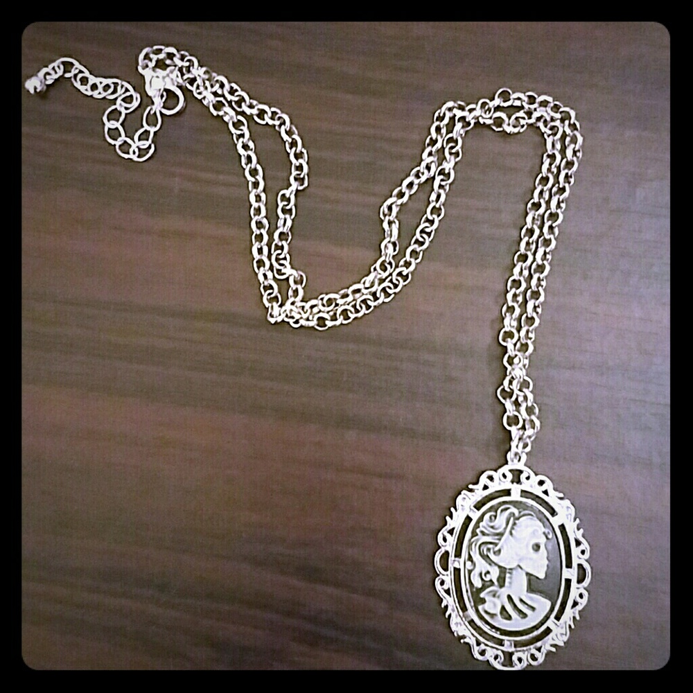 Skeleton cameo necklace