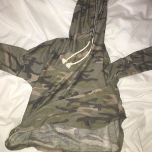 Army green cropped hoodie