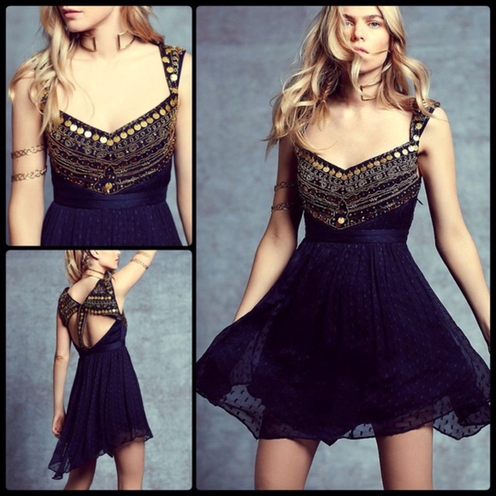 Free People Jeweled Chevron Mini Dress