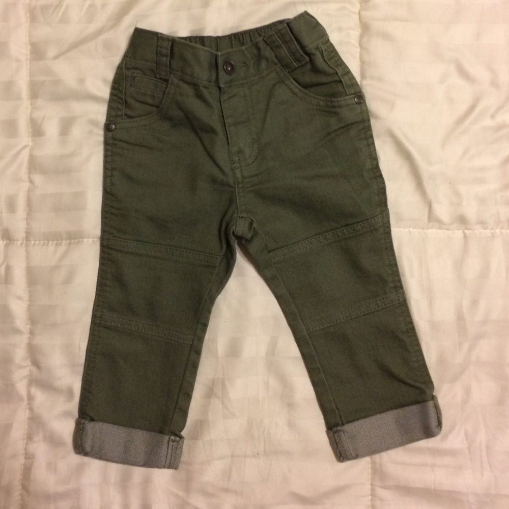 Toddler boys olive cuffed jeans 18 months