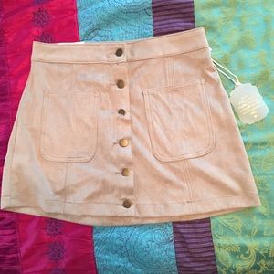 Button-Up suede mini skirt