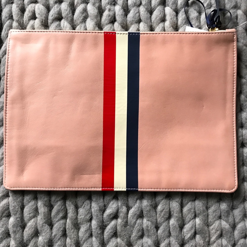 Clare V. Blush Nappa Leather Racing Stripe Clutch - Picture 4 of 4