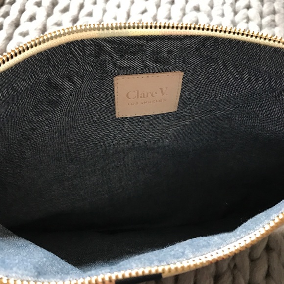 Clare V. Blush Nappa Leather Racing Stripe Clutch - Picture 2 of 4