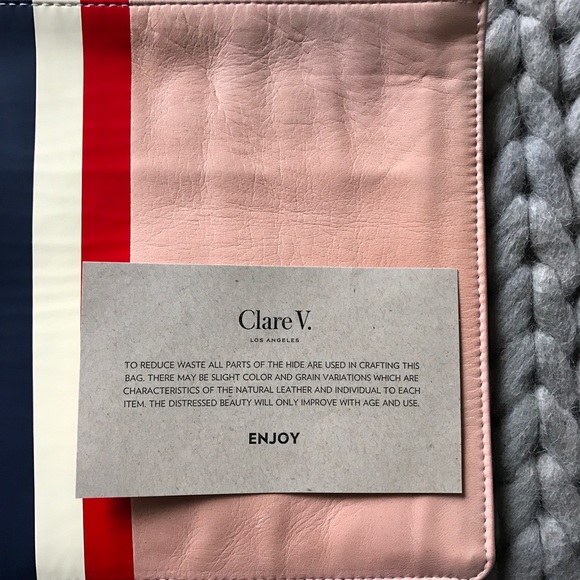 Clare V. Blush Nappa Leather Racing Stripe Clutch - Picture 3 of 4