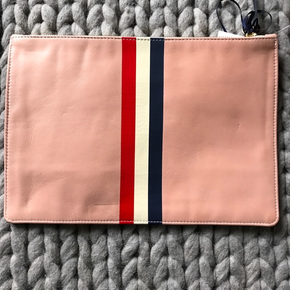 Clare V. Blush Nappa Leather Racing Stripe Clutch - Picture 4 of 4