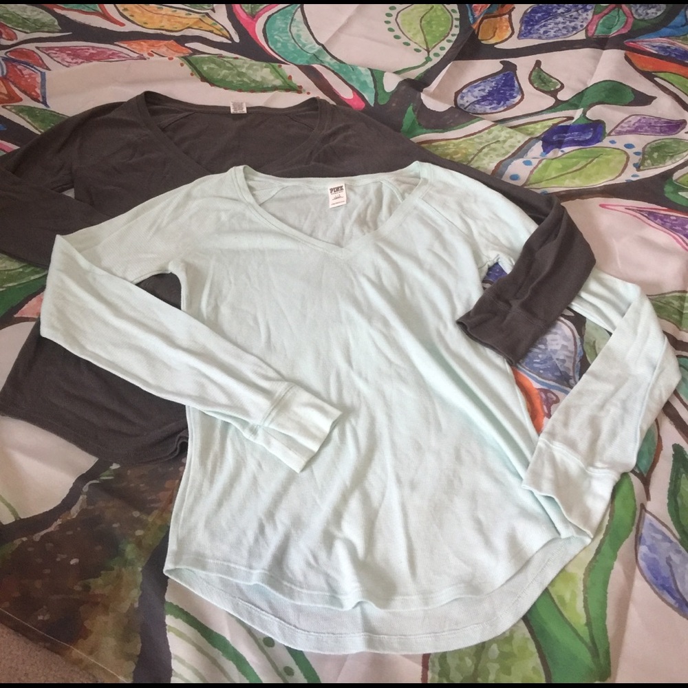 VS PINK thermal v-neck tees