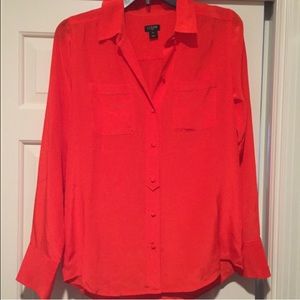 J crew blood orange button up size xs