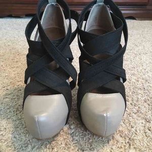 Colin Stuart Strappy Platform Pumps