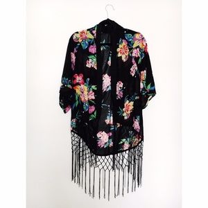 Floral Cover Up with Fringe
