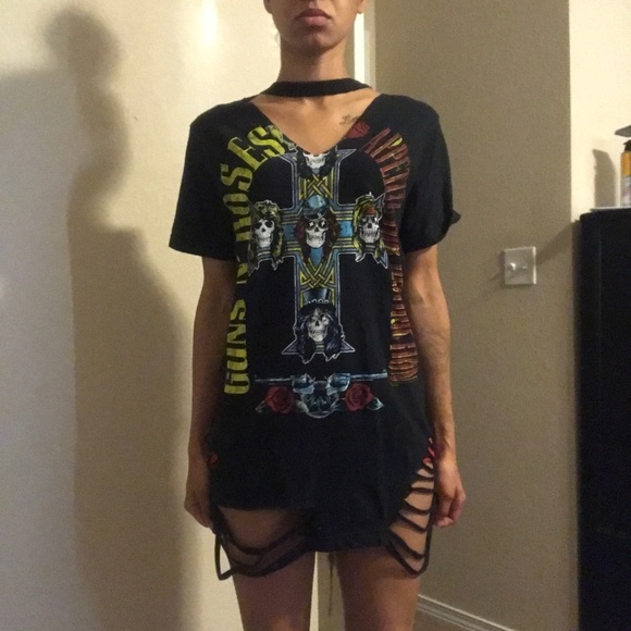 Distressed Guns N Roses T-Shirt Dress - Picture 3 of 3