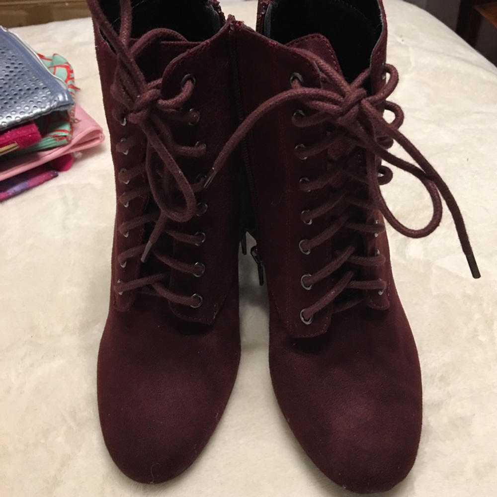 Red "suede" booties