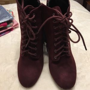 Red "suede" booties