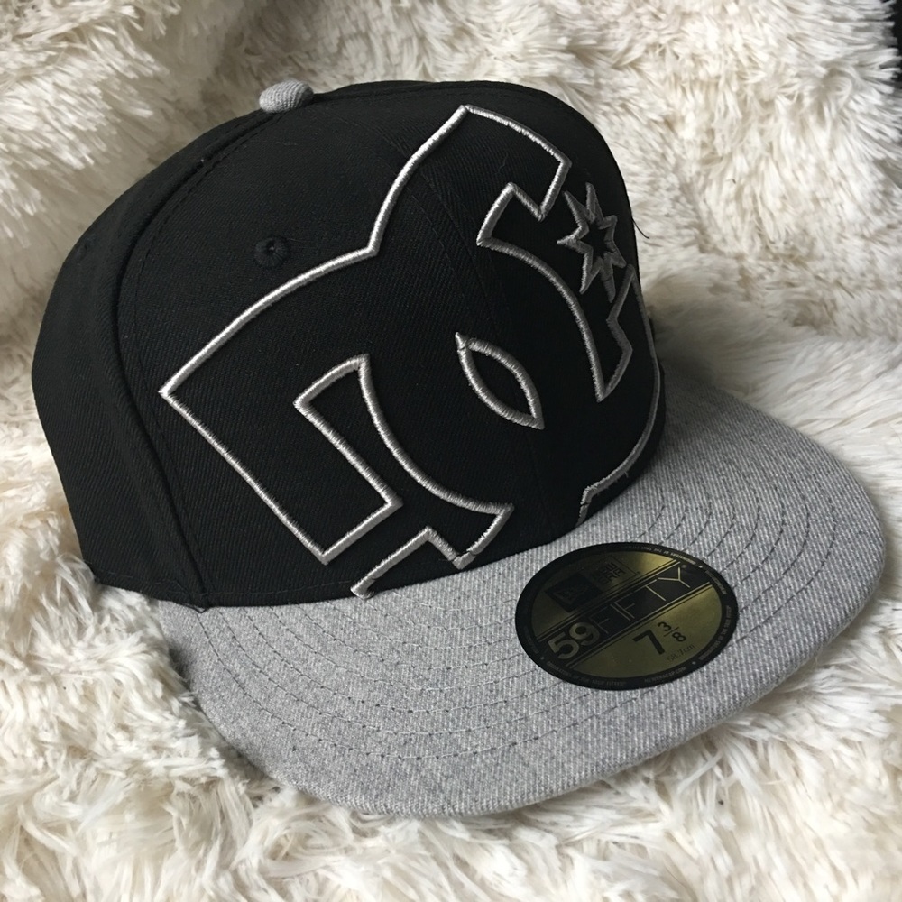DC New Era Hat Black and Silver/Gray