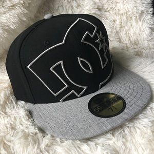 DC New Era Hat Black and Silver/Gray