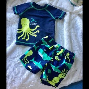 Carters Baby Boy Swimming Trunks & Rash Guard Set