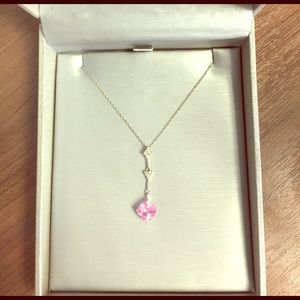 Zales Pink Tourmaline Drop Necklace.