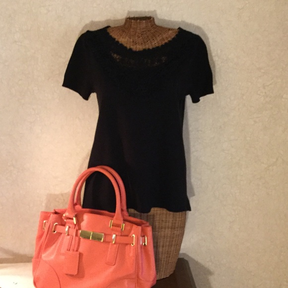 Black Top with Intricate Lace Design - Picture 1 of 3
