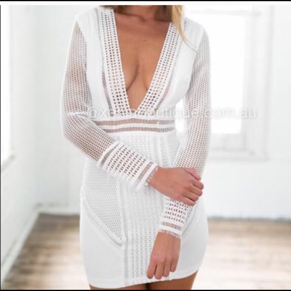 White Xenia long sleeve dress