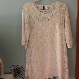 White Lace Shift Dress